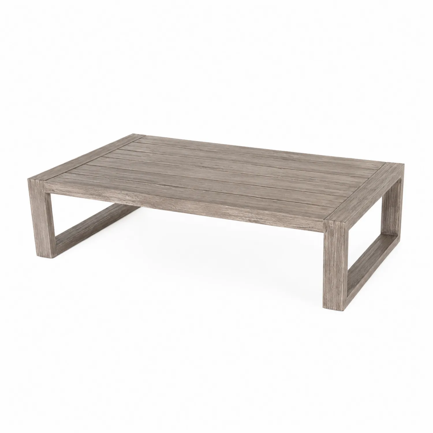 Rechteckiger Gartentisch aus Teakholz 150x90x35 cm Grau-norlontin