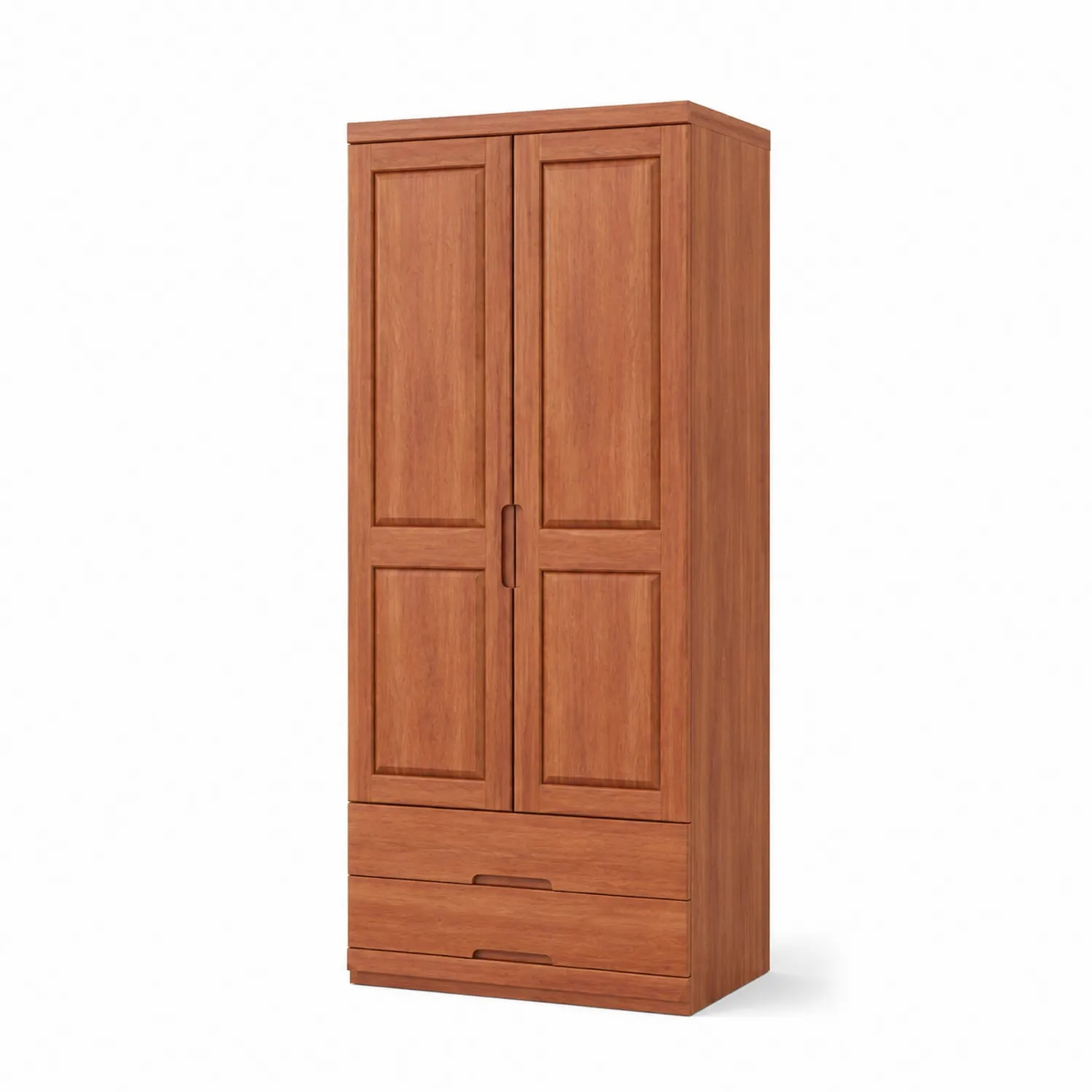Holzkleiderschrank mit 2 Türen und 2 Schubladen 180x80x50 cm Braun-norlontin