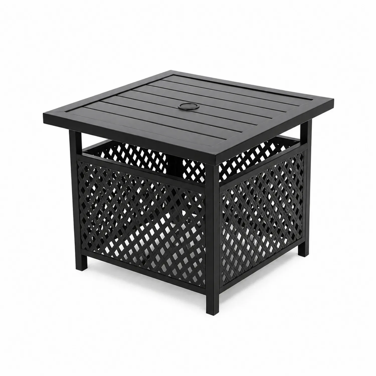 Quadratischer Metall Terrassentisch 80x80x60 cm Schwarz-norlontin