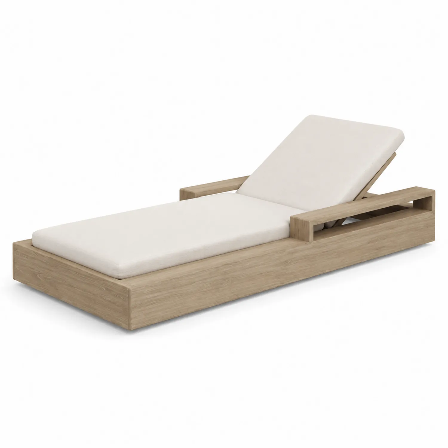 Outdoor-Liegestuhl Holz Beige Polyestergewebe Verstellbar 200cm x 70cm-norlontin