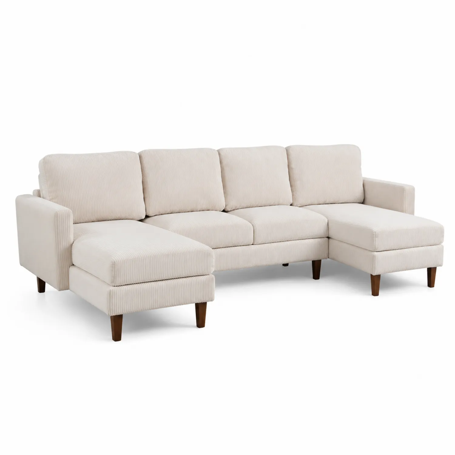 Ecksofa Strukturstoff Beige L-Form 275x90x80 cm-norlontin