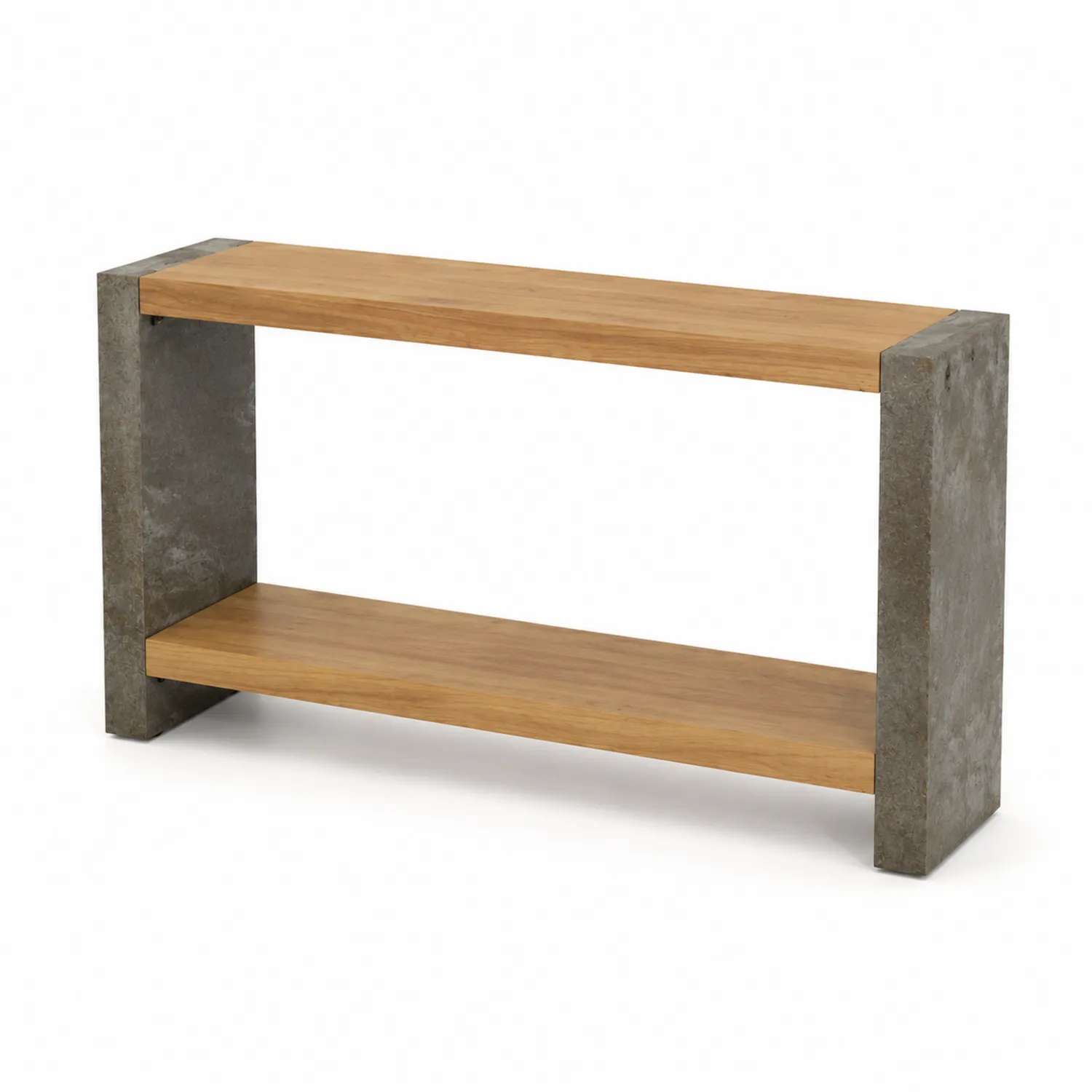Konsolentisch aus Eichenholz und Beton 110x30x75cm Hellbraun/Grau-norlontin