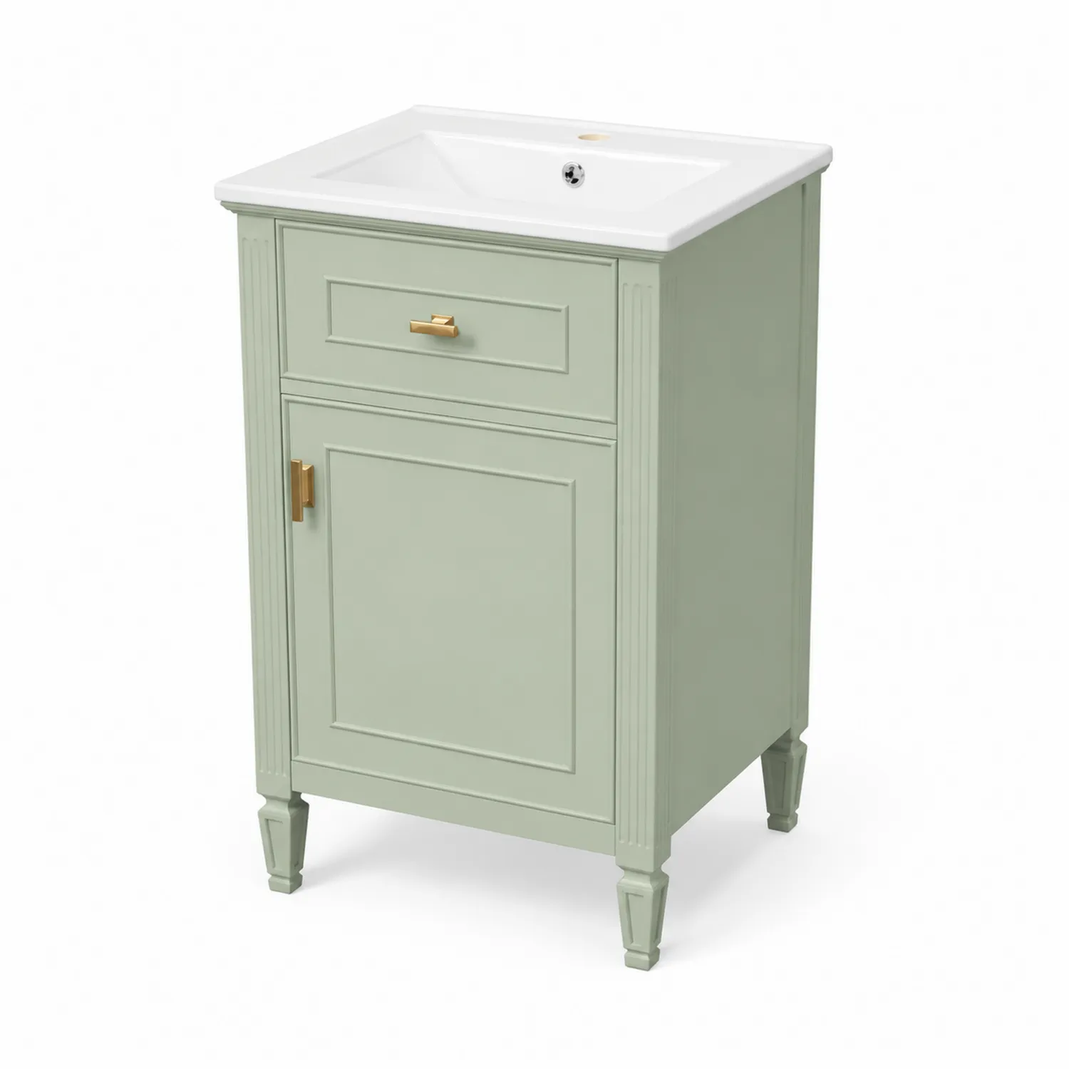 Waschtisch mit MDF-Schrank und Keramikbecken 60x85x45 cm Grün-norlontin