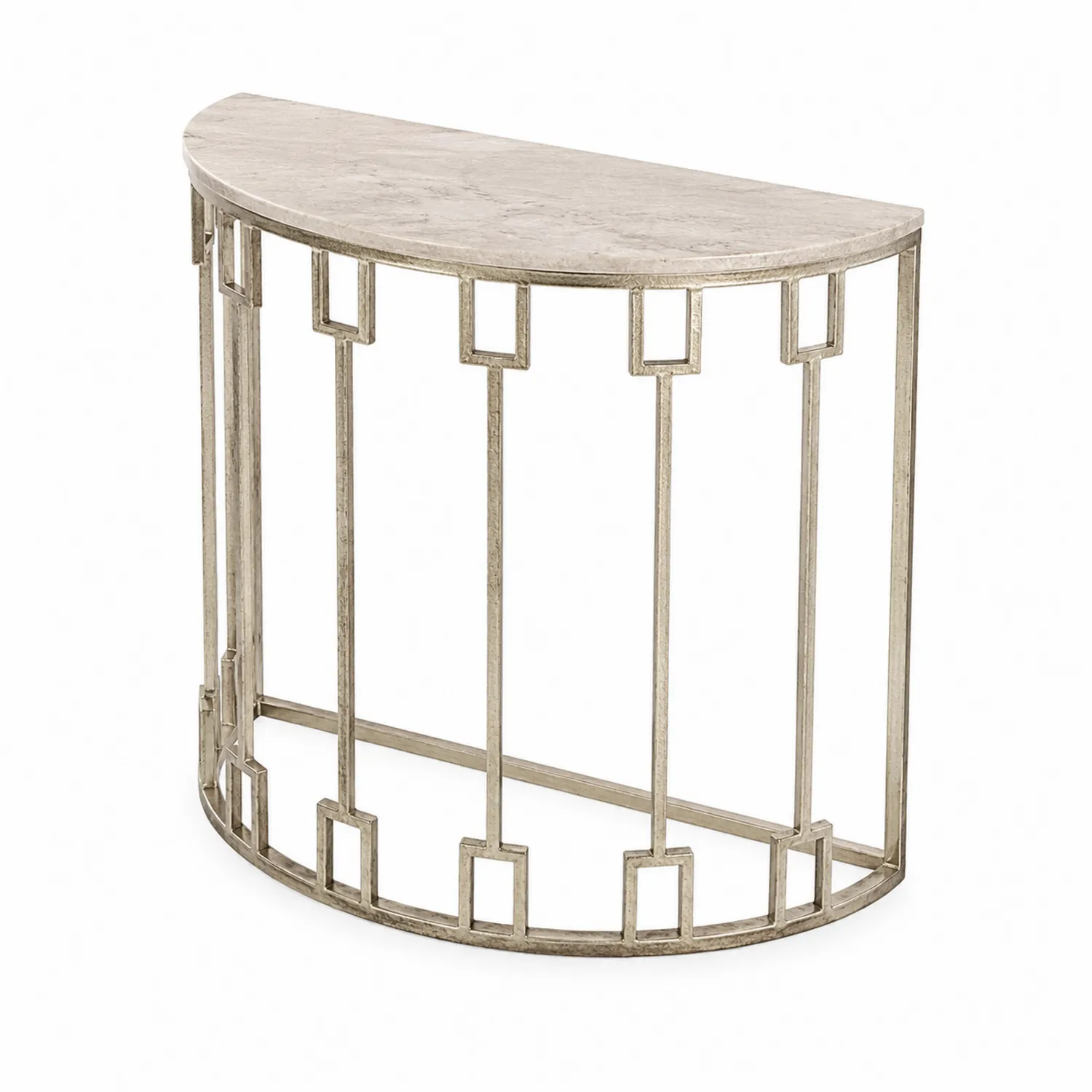 Halbrunder Konsolentisch Carrara-Marmor Edelstahl 90x30x75cm Beige-norlontin