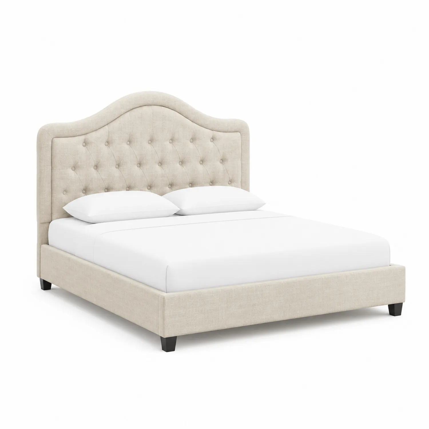 Polsterbett mit Kopfteil Leinenoptik Beige 200x180 cm-norlontin