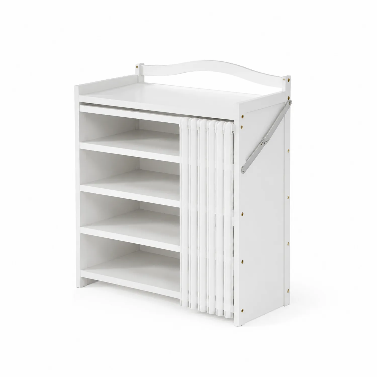 Klappbarer Schuhschrank aus MDF-Holz mit 4 Regalen in Weiß 70x30x80 cm-norlontin