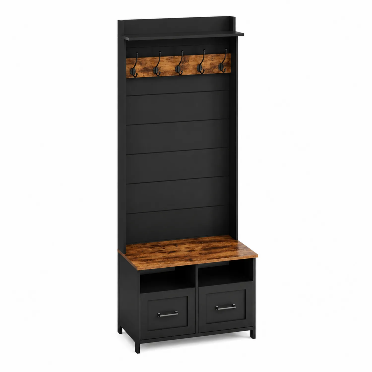 Garderobenständer Holz Metall Schwarz/Braun-norlontin