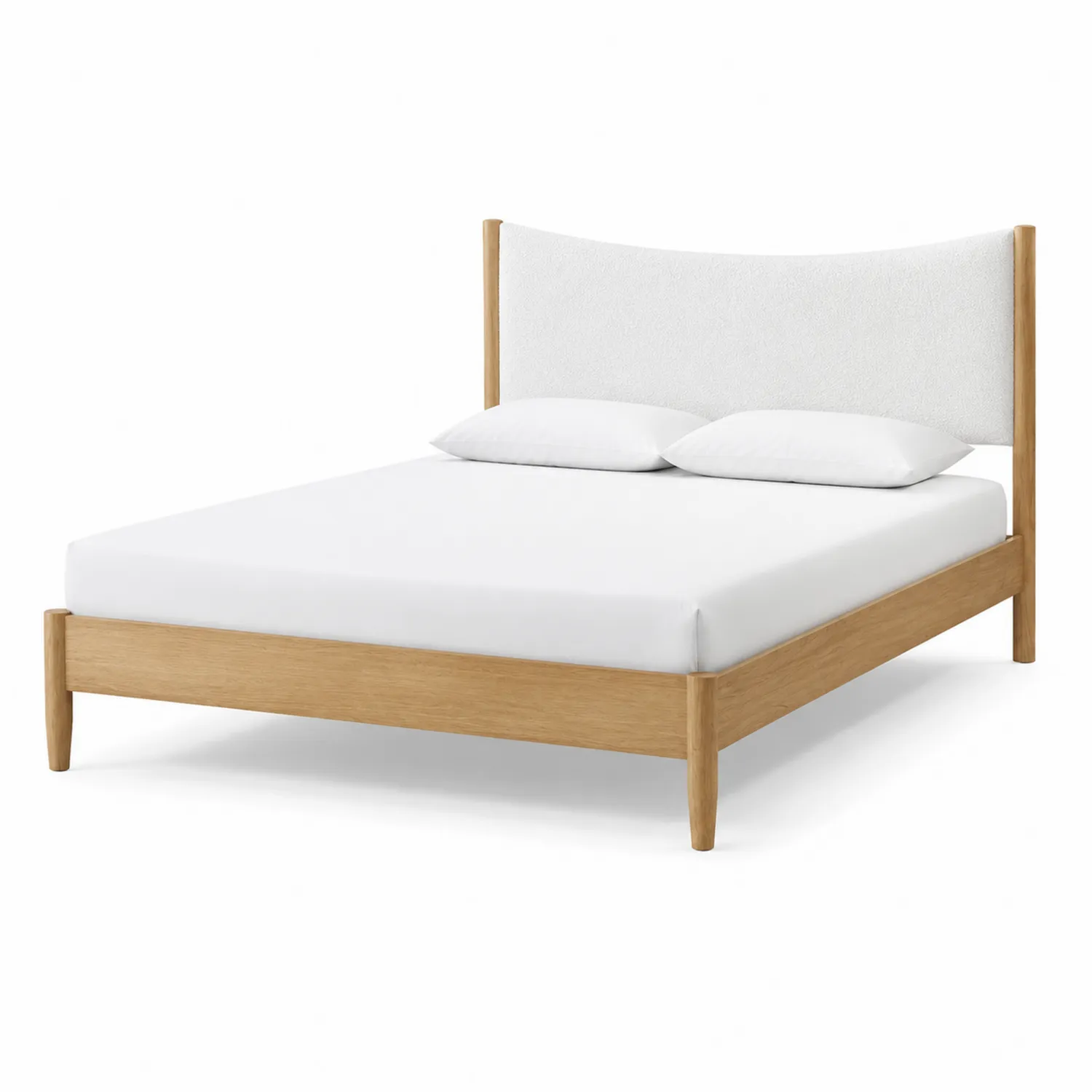 Doppelbett aus Eichenholz mit Baumwollkopfteil 200x160cm Weiß-norlontin