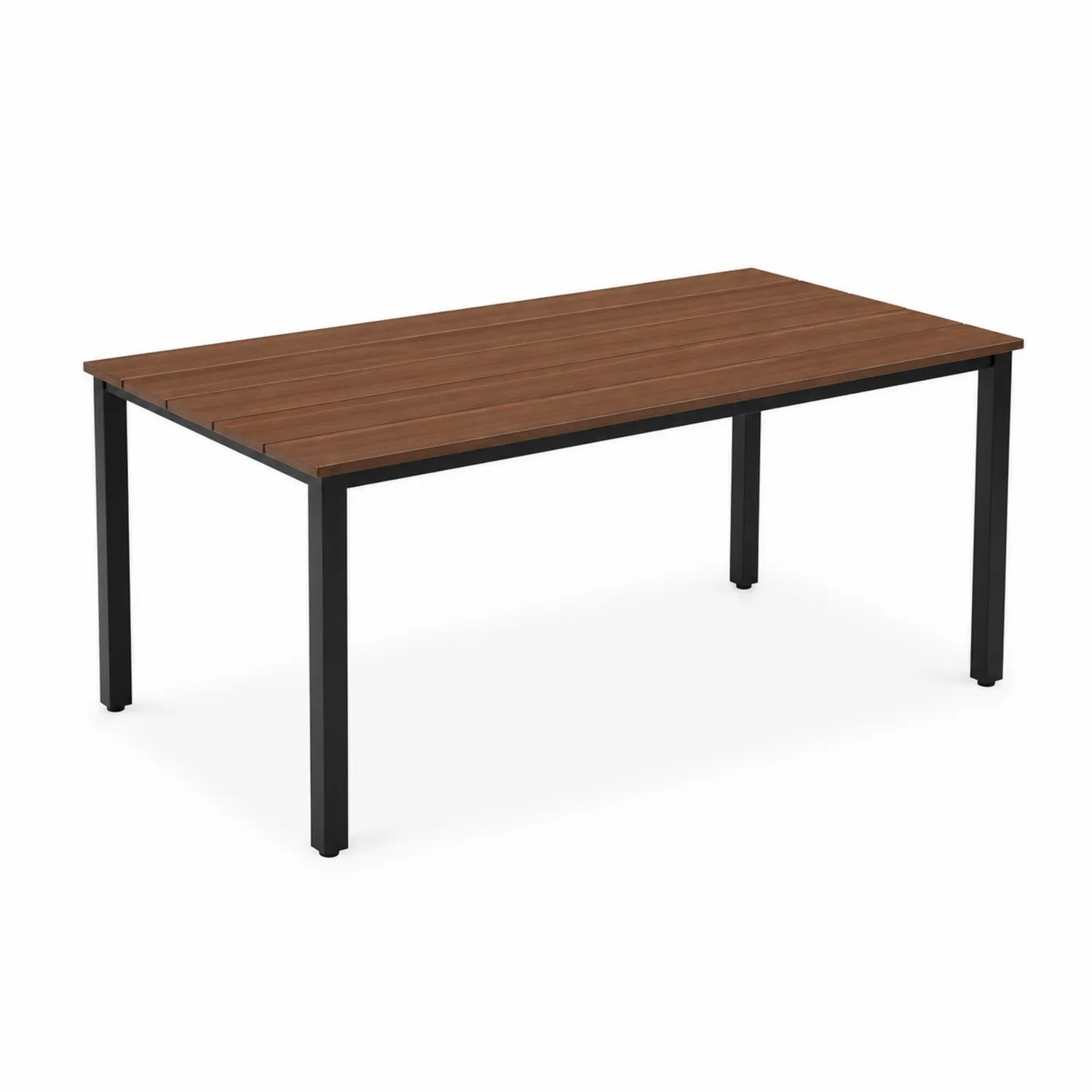 Rechteckiger Tisch aus Aluminium und Akazienholz 150x90x75 cm Braun-norlontin