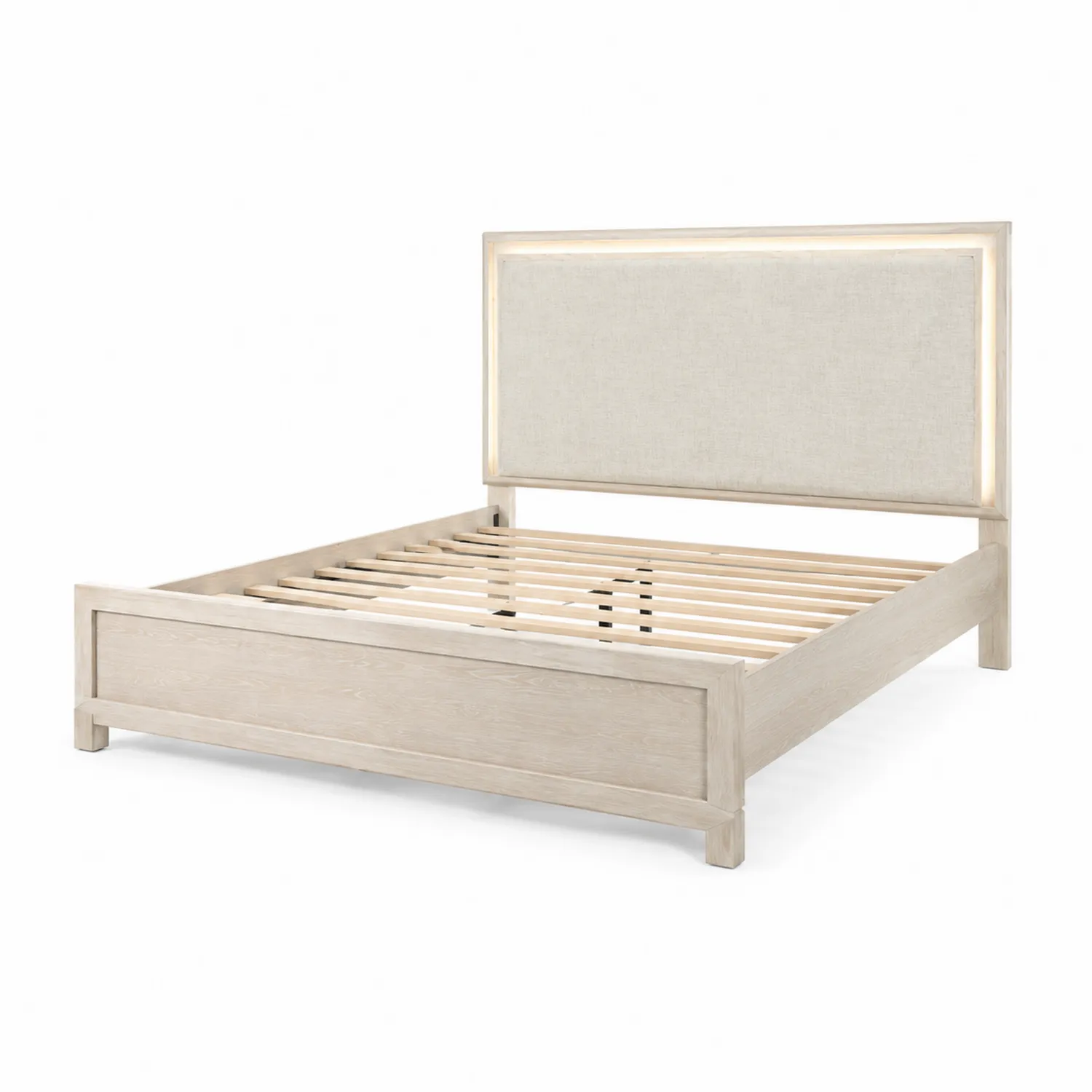 Holzbett mit Stoffkopfteil 200x160 cm Weiß-norlontin
