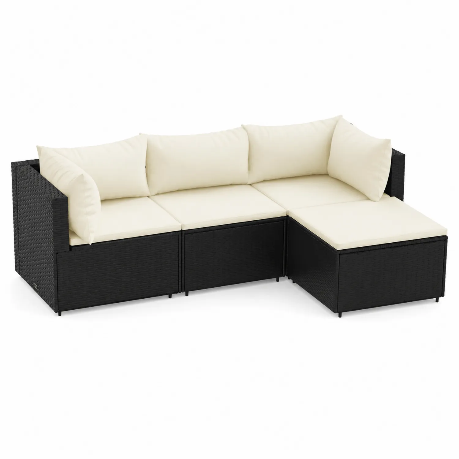 Modułowa sofa ogrodowa z technorattanu Kremowy/Czarny