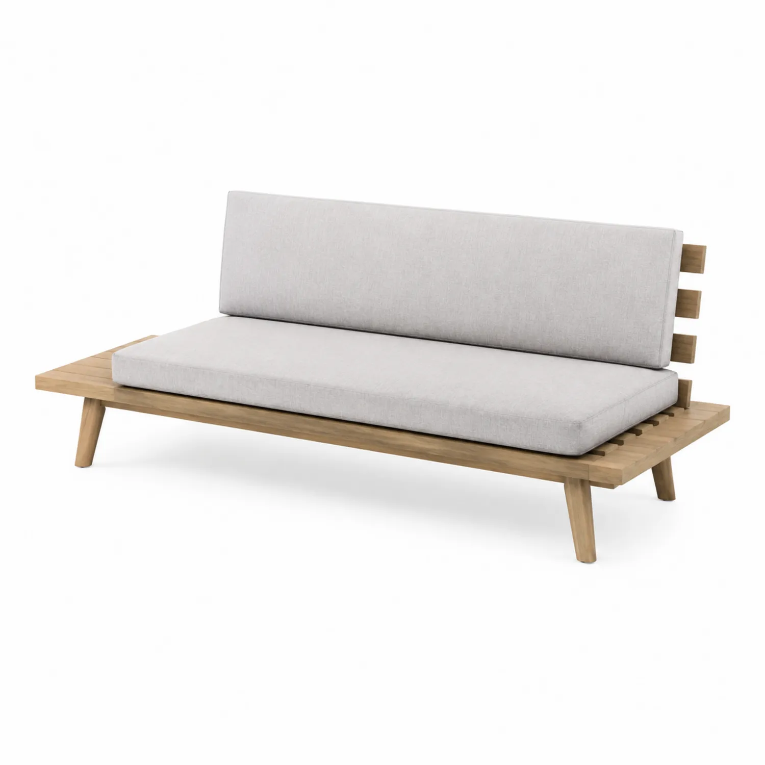 Drewniana sofa z poduszkami, 180x75x70 cm, Szary
