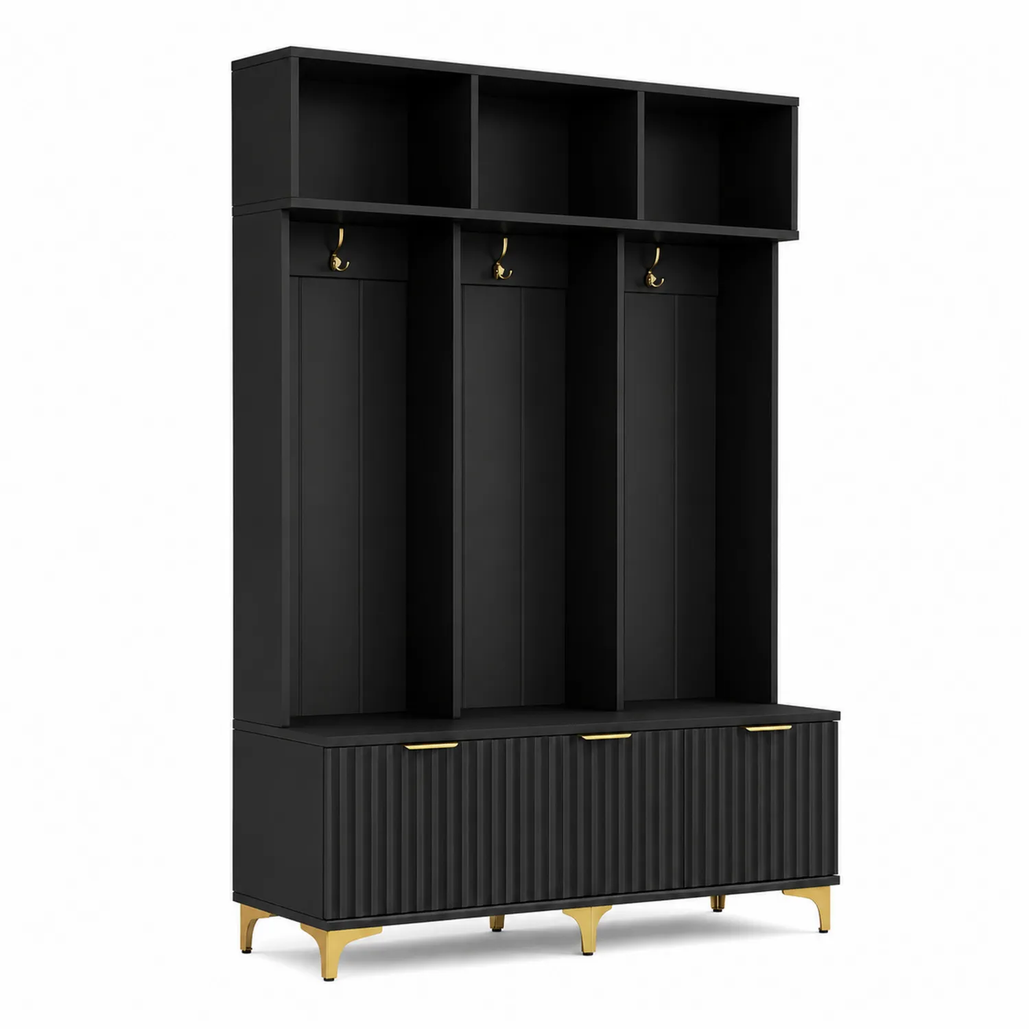 Wieszak Czarny MDF z Metalowymi Klockami 200x150x40 cm