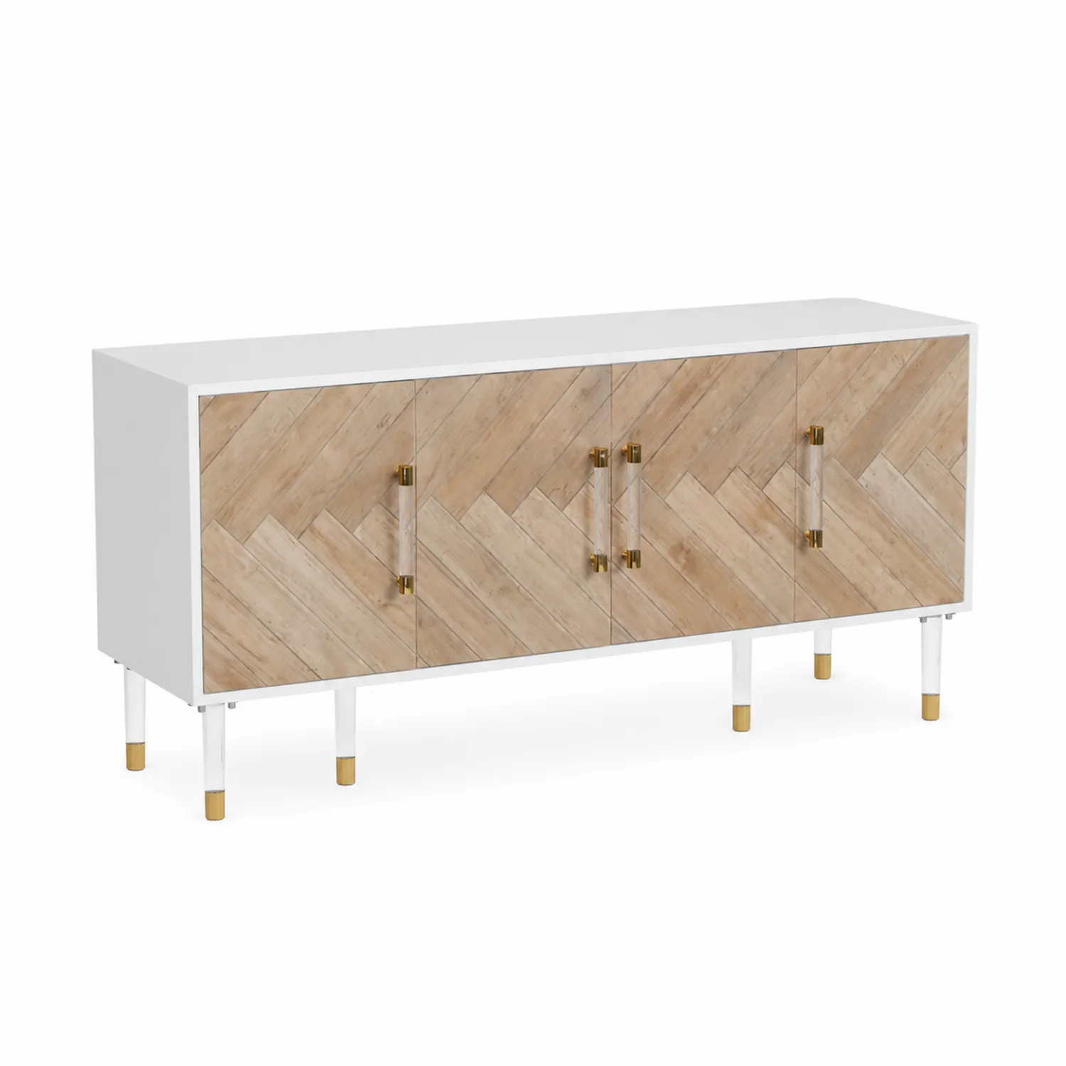 Komoda z MDF i dębu biało-drewniana 180 cm