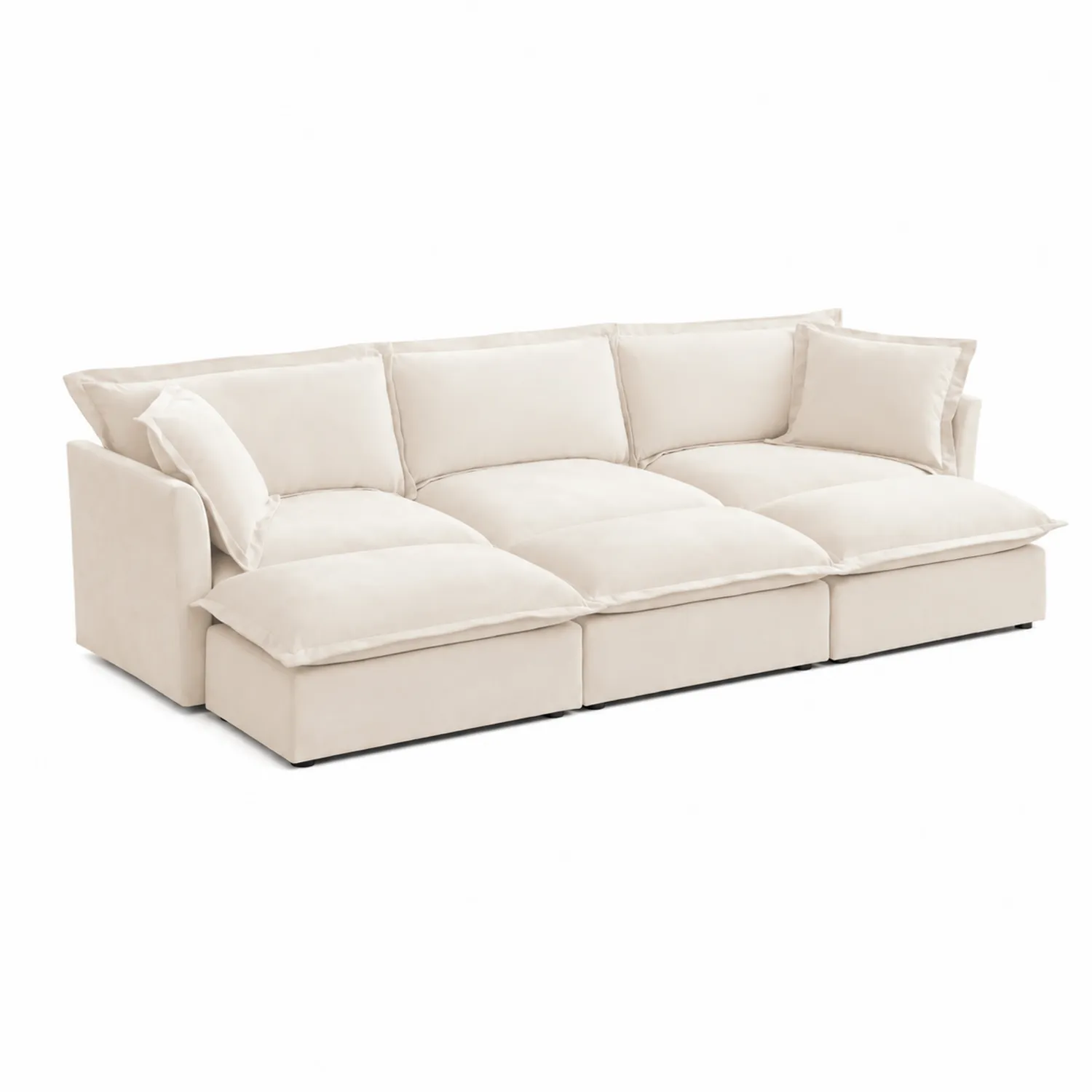Sofa modułowa z tkaniny bawełnianej beżowa 300x100x90 cm