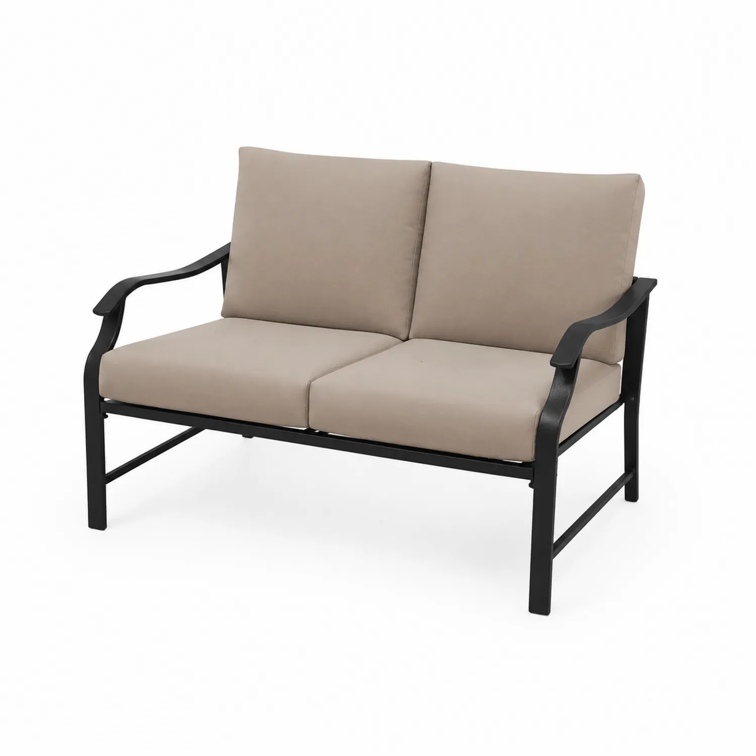 Sofa ogrodowa metalowa z poduszkami beżowa