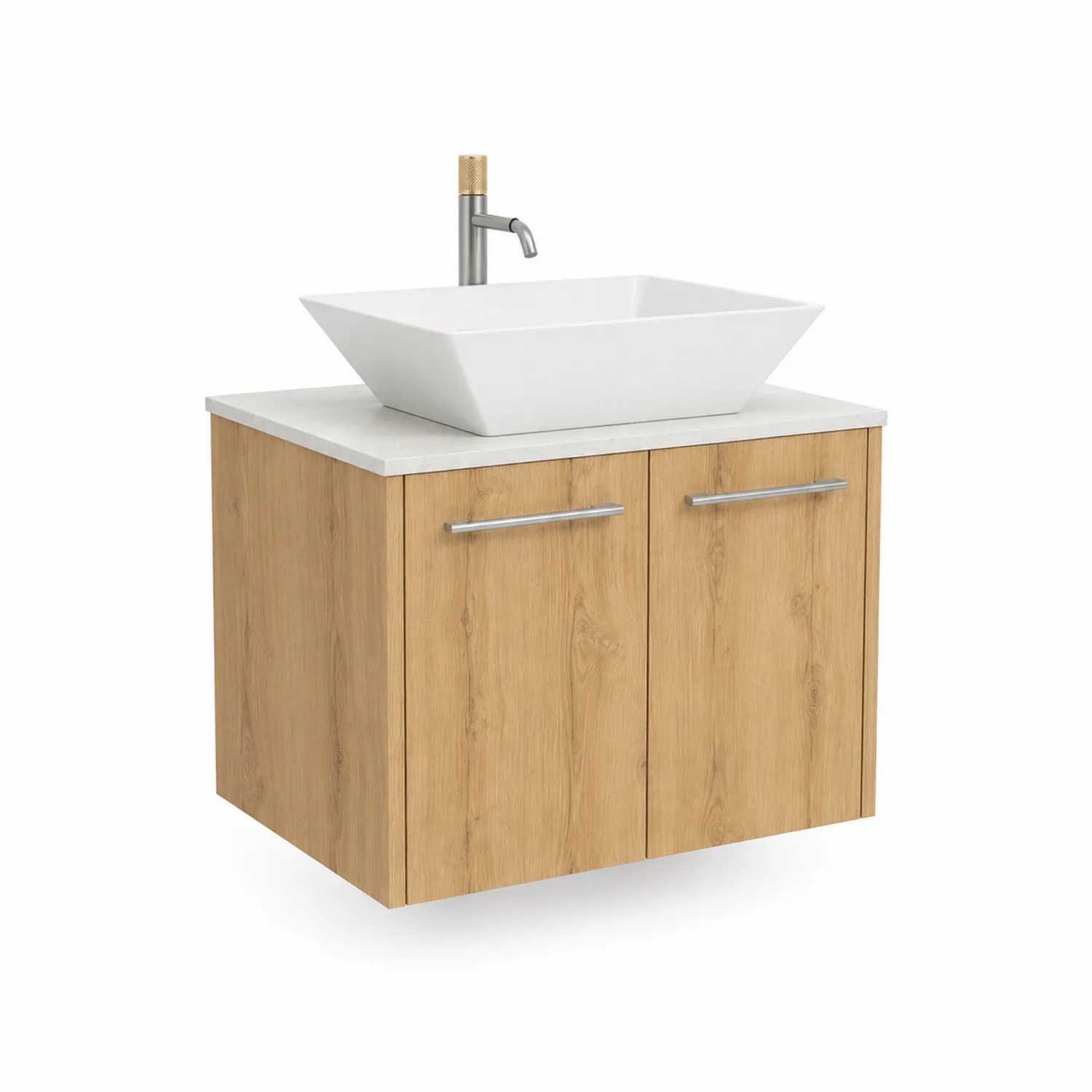 Szafka łazienkowa wisząca z MDF z ceramiczną umywalką