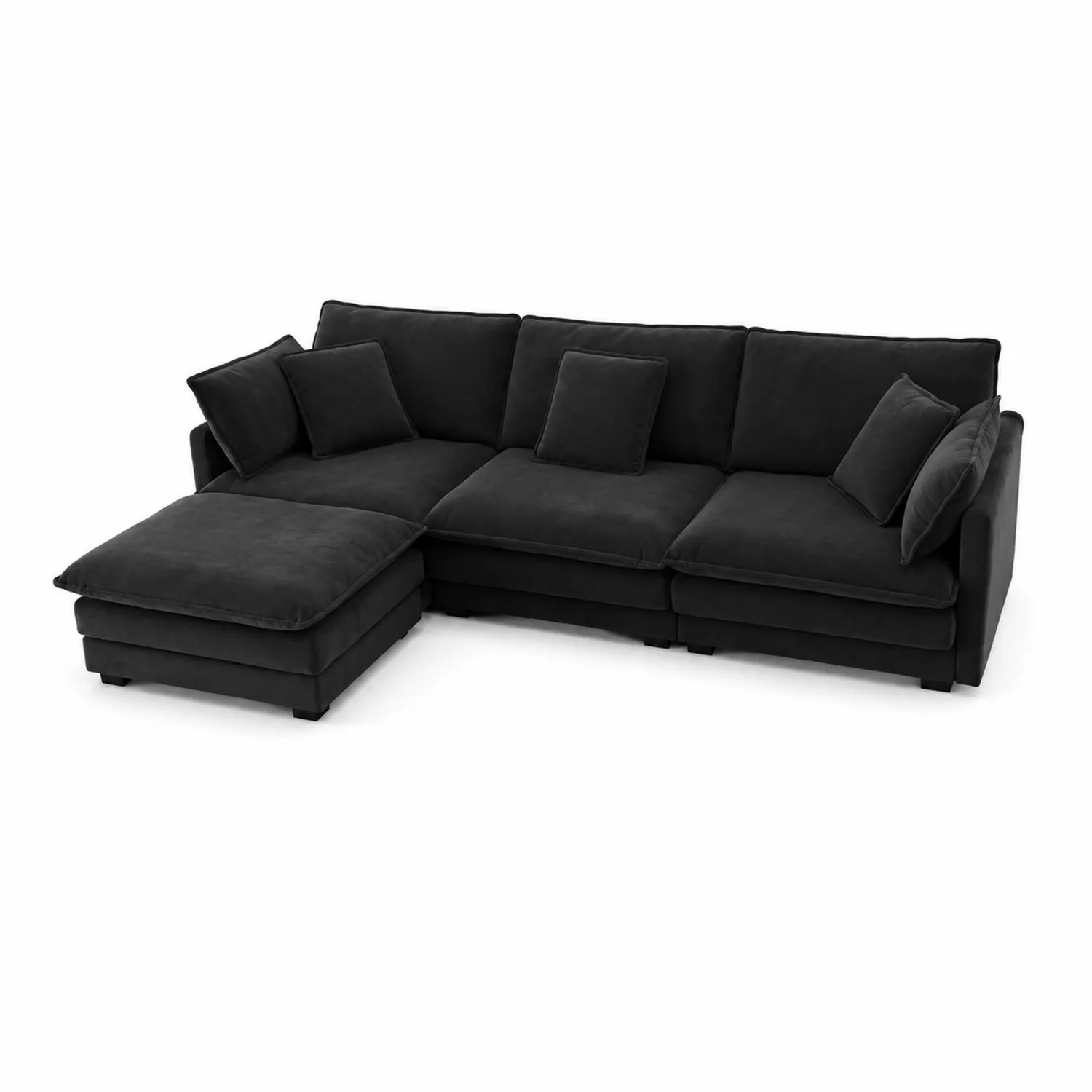 Modułowa sofa narożna z weluru w kolorze Czarnym 250 x 150 cm