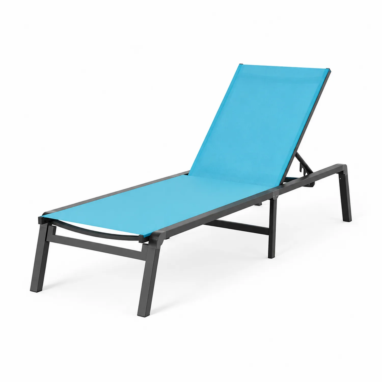 Leżak aluminiowy z tkaniny tekstylnej 195 cm Niebieski