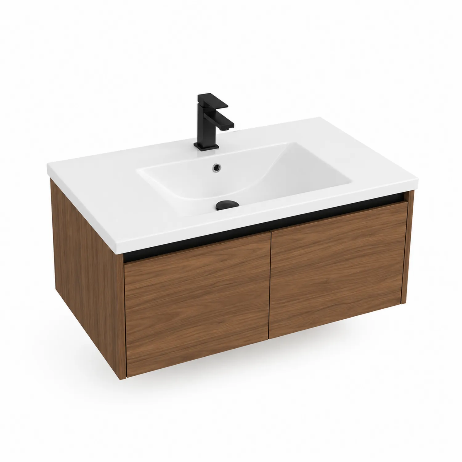 Szafka łazienkowa z drewna laminowanego z umywalką ceramiczną 120x50 cm Brązowa