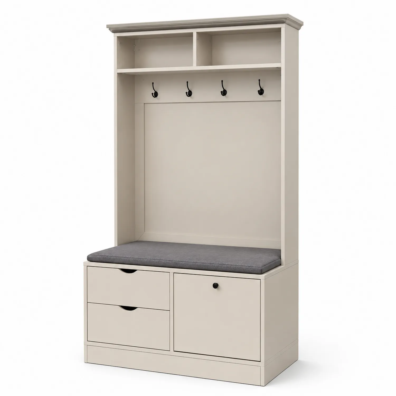 Garderoben-Set mit Sitzbank und Hakenleiste Holz Beige Grau 180x100x40cm