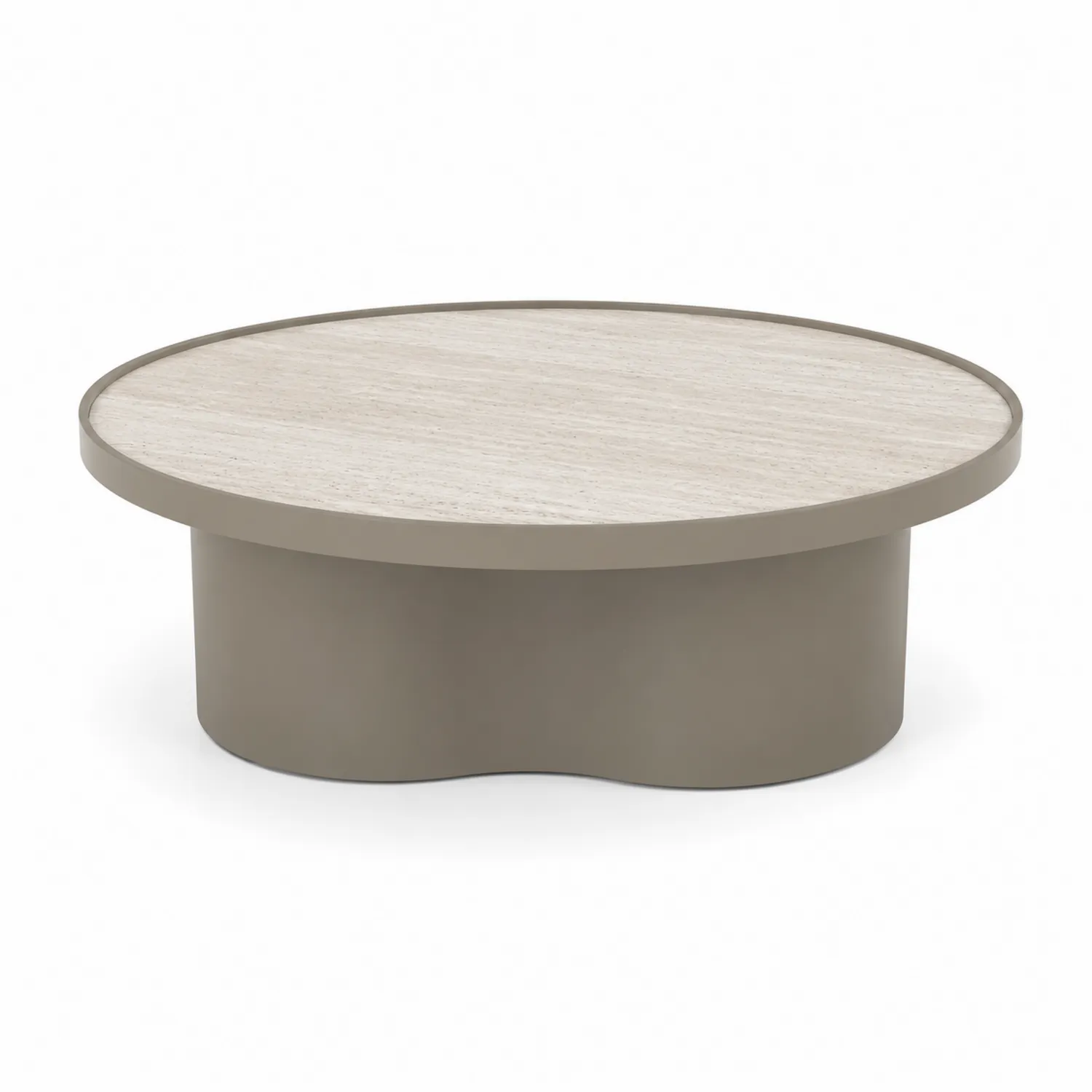 Runder Couchtisch aus MDF mit beige geöltem Finish 90 cm