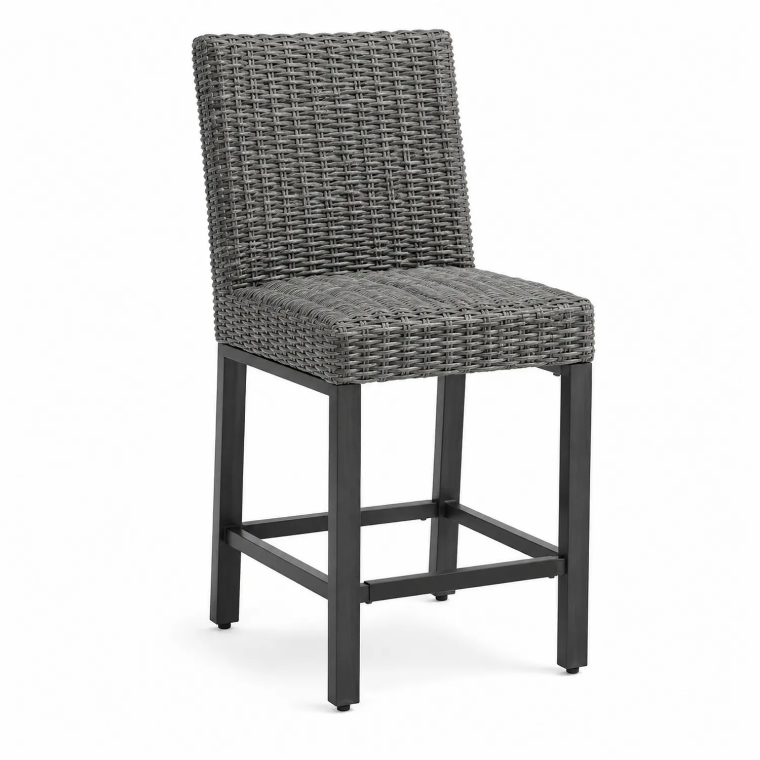Barhocker aus Polyrattan und Aluminium in Grau