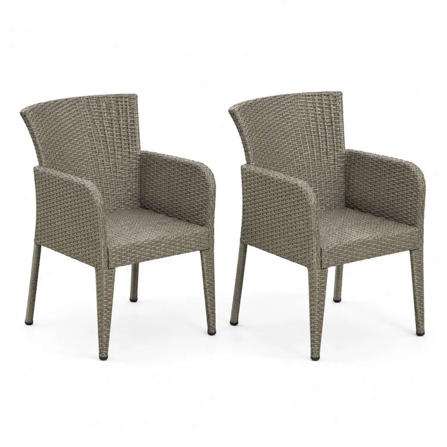 2er-Set Gartenstühle aus Polyrattan, Grau