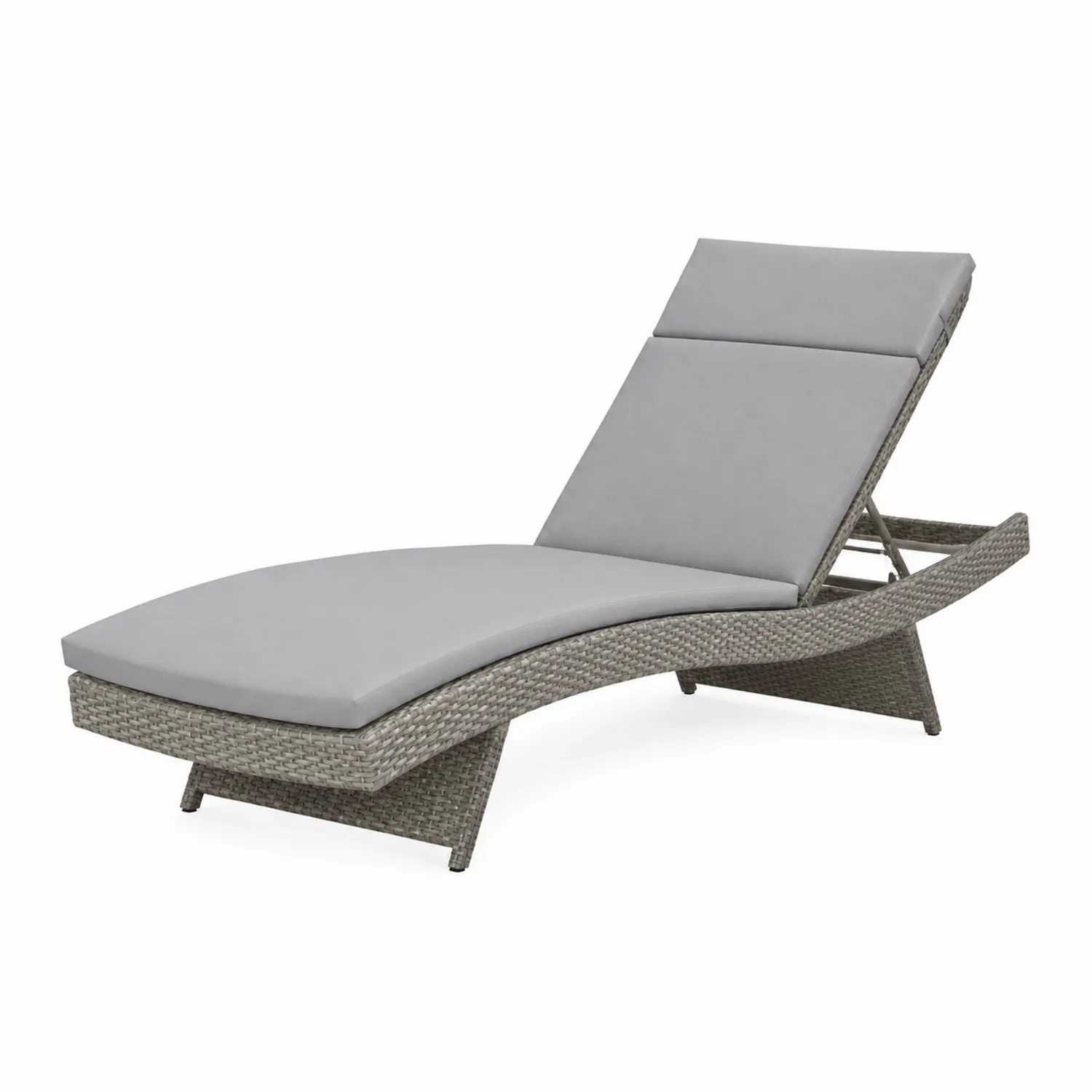 Rattan-Liegestuhl Grau mit Kissen