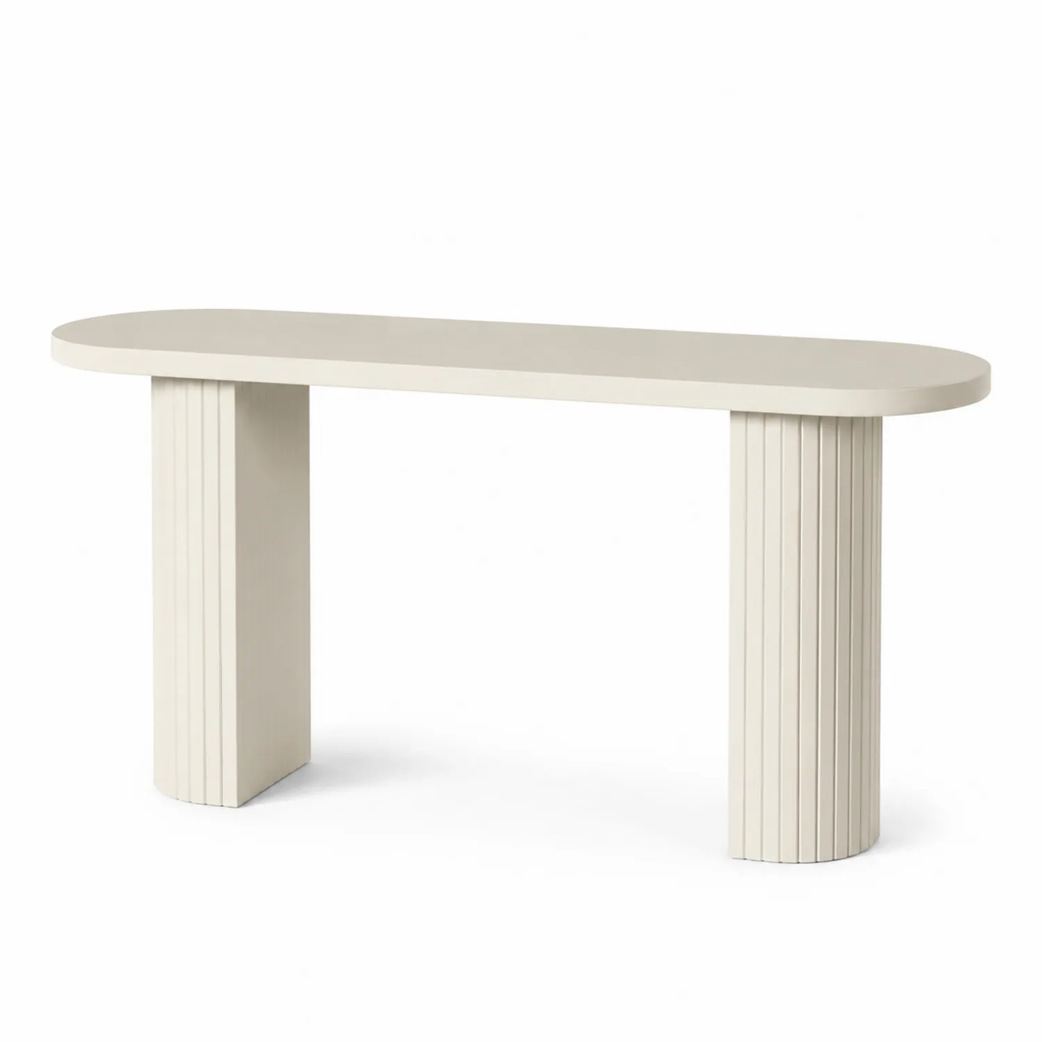 Konsolentisch Holz oval 120 cm x 40 cm x 75 cm Beige