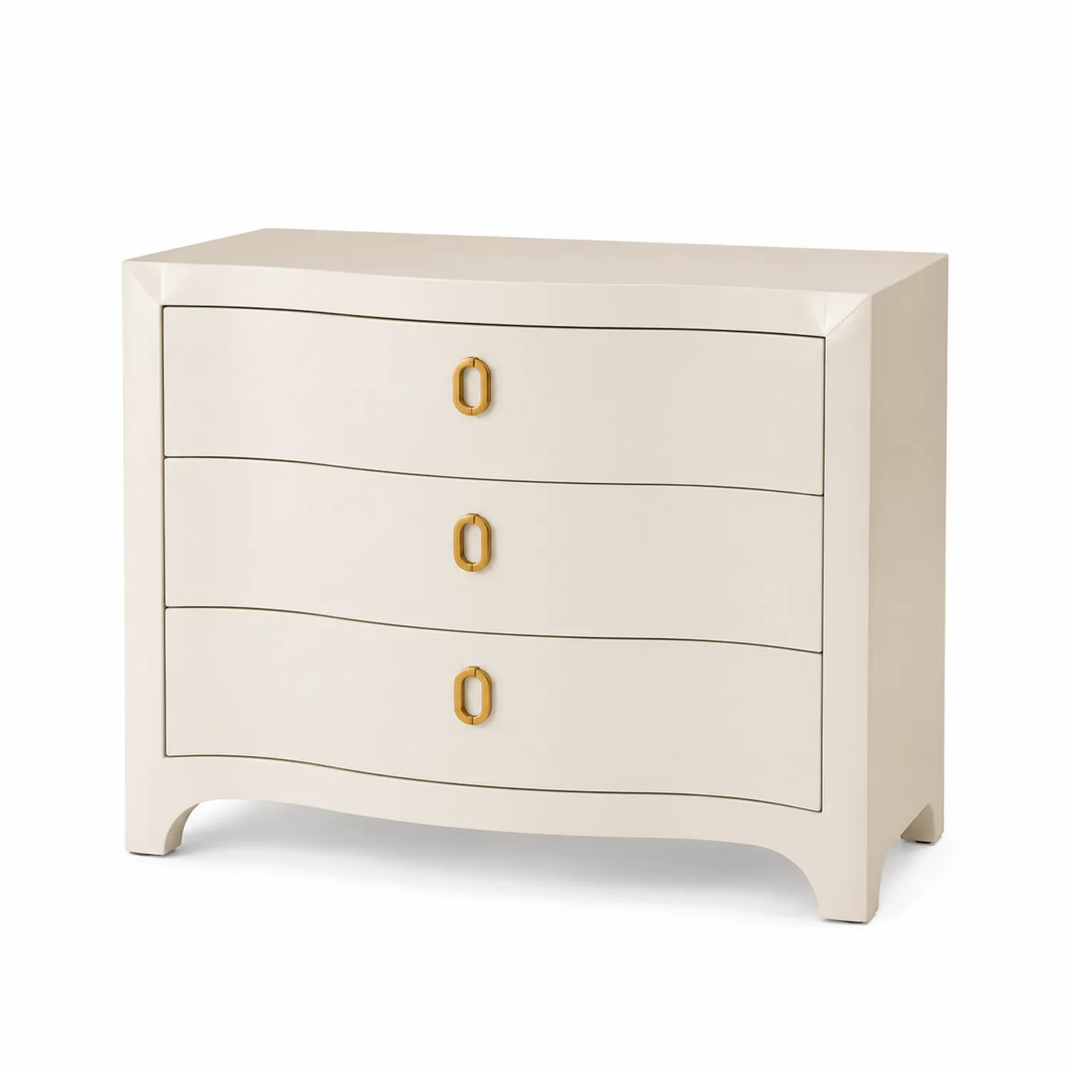 Kommode mit 3 Schubladen MDF Lackiert Creme 76x40x85cm