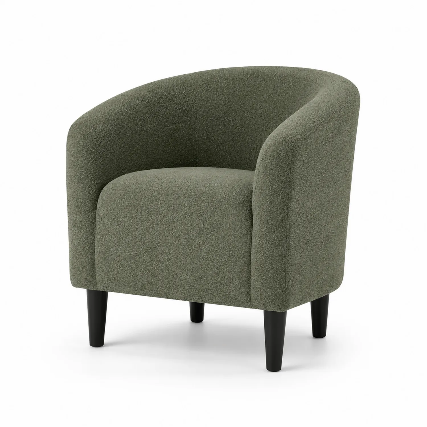 Grüner Polstersessel aus Polyester Bouclé mit Buchenholzbeinen