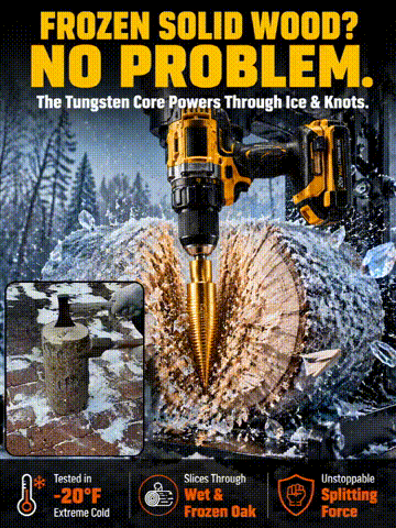 🪓 Titanium Wood Splitter | 6-Piece Drill Bit Set | Titanium Coated | Safe Axe Alternative | Protect Your Back⚡
