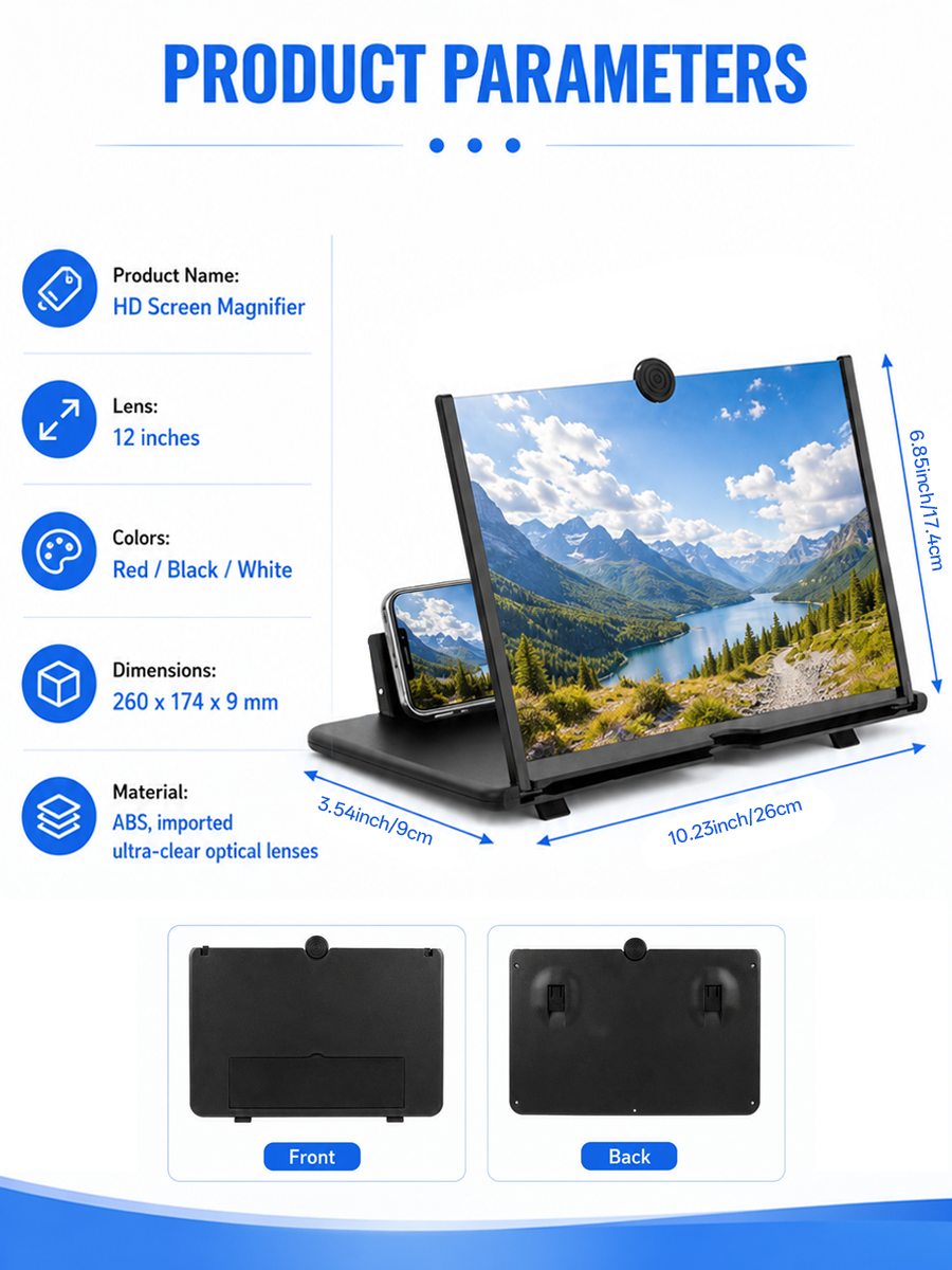 HD Large Screen Phone Magnifier | Foldable Anti-Blue Light Mobile Screen Amplifier for All Smartphones