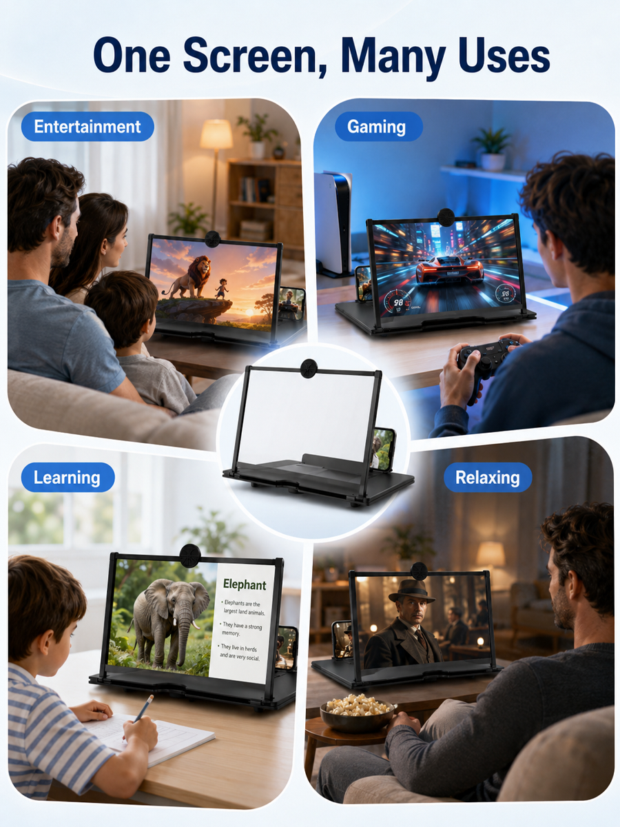 HD Large Screen Phone Magnifier | Foldable Anti-Blue Light Mobile Screen Amplifier for All Smartphones