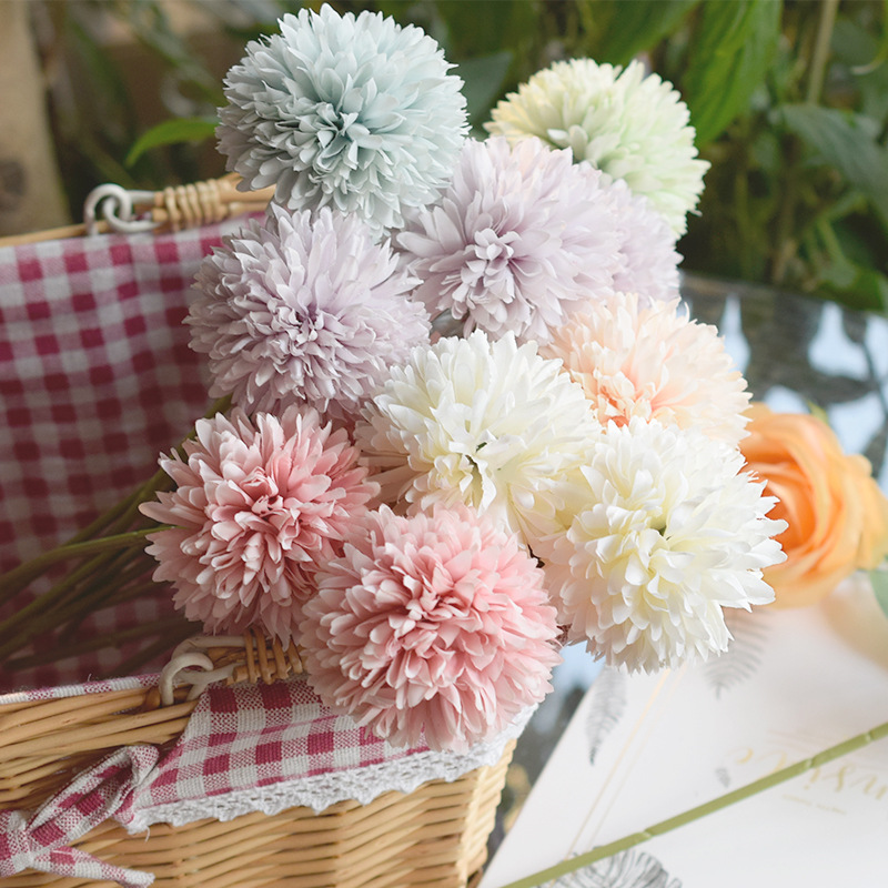 Artificial flowers for home decoration, weddings, dandelions, hyacinths, plastic flowers, backdrops, artificial flowers, hydrangeas, ping-pong balls, chrysanthemums