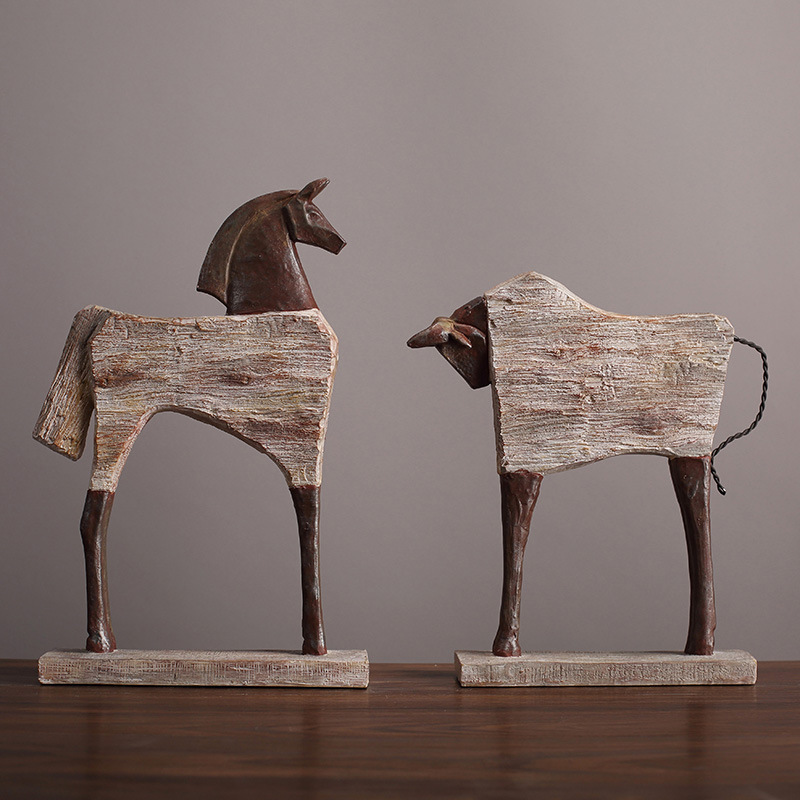 American retro style horse figurine resin craft living room decoration animal TV cabinet wine cabinet entryway housewarming ornament