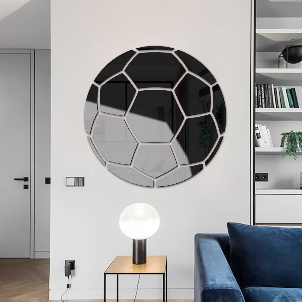 Mirrored Acrylic Soccer Football DIY Set Home Wall Stickers for Children's Rooms and Kindergarten Decoration. Self-adhesive.