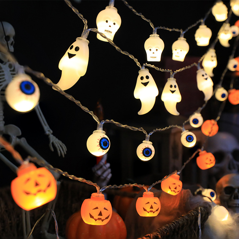 New cross-border style pumpkin ghost skull festival party decorative LED Halloween ghost festival pumpkin string lights