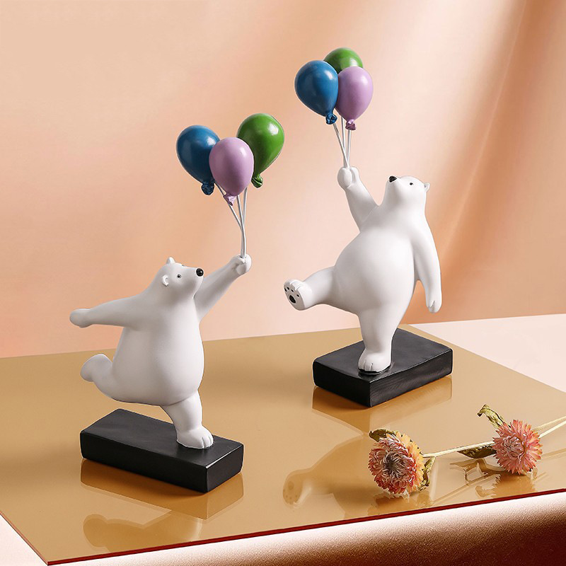 High-end creative balloon rabbit figurine, animal-themed living room desktop decoration, sophisticated entryway window display, home and room decoration.