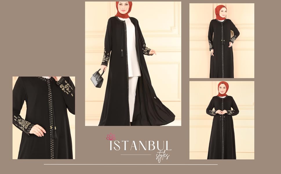 Embroidered Sleeves Abaya And Embroidered On The Side Of The Hidden Zipper