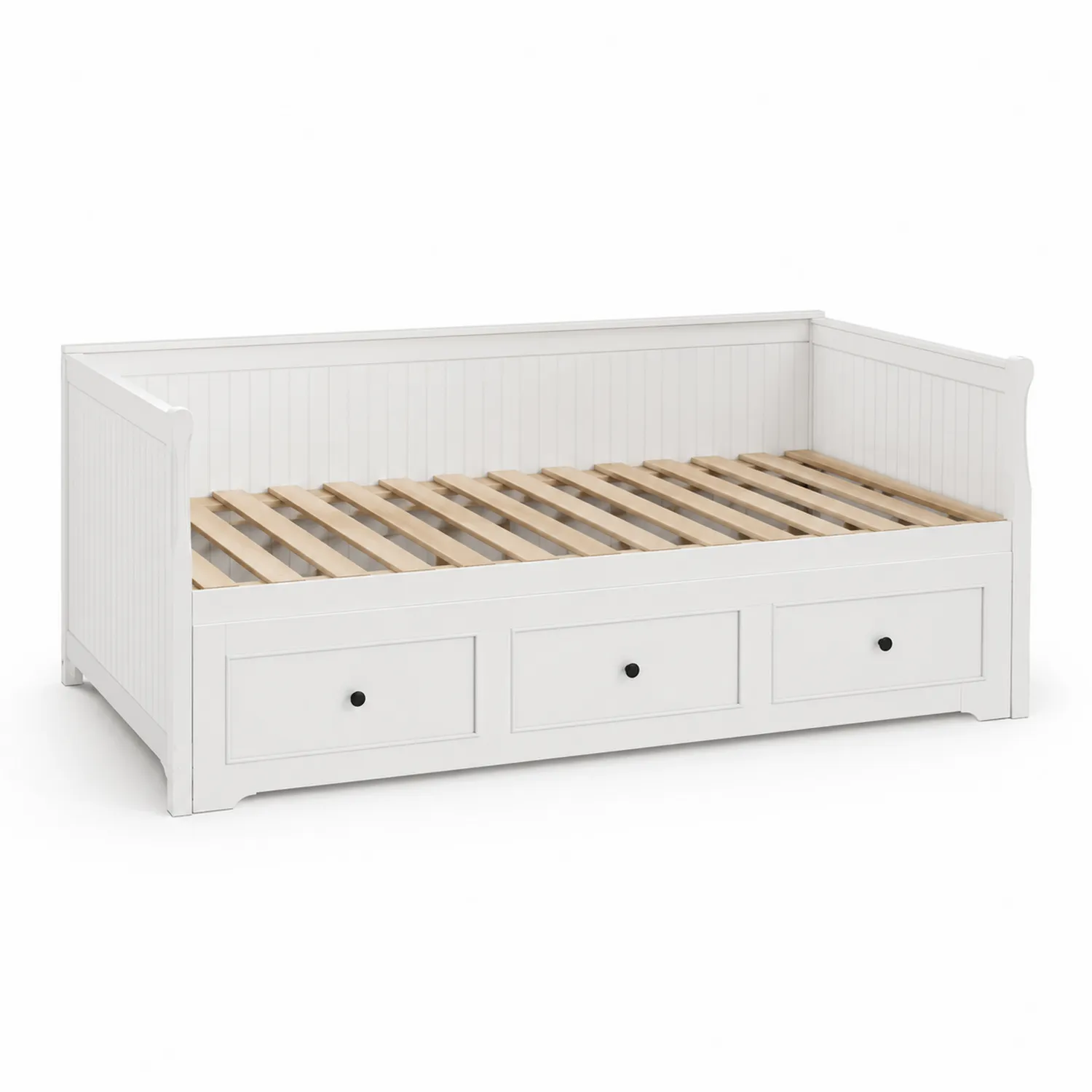 Łóżko dzienne drewniane z szufladami 200x90 cm Białe