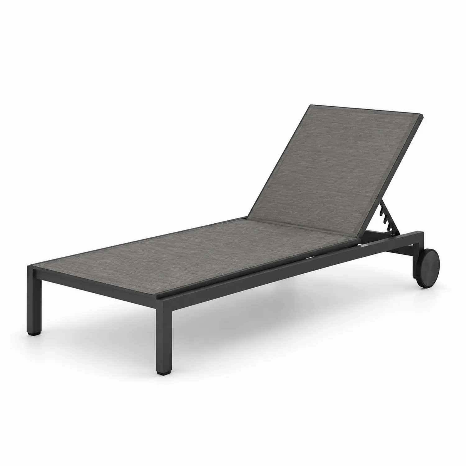 Leżak aluminiowy z regulowanym oparciem i kółkami 200x65x35 cm