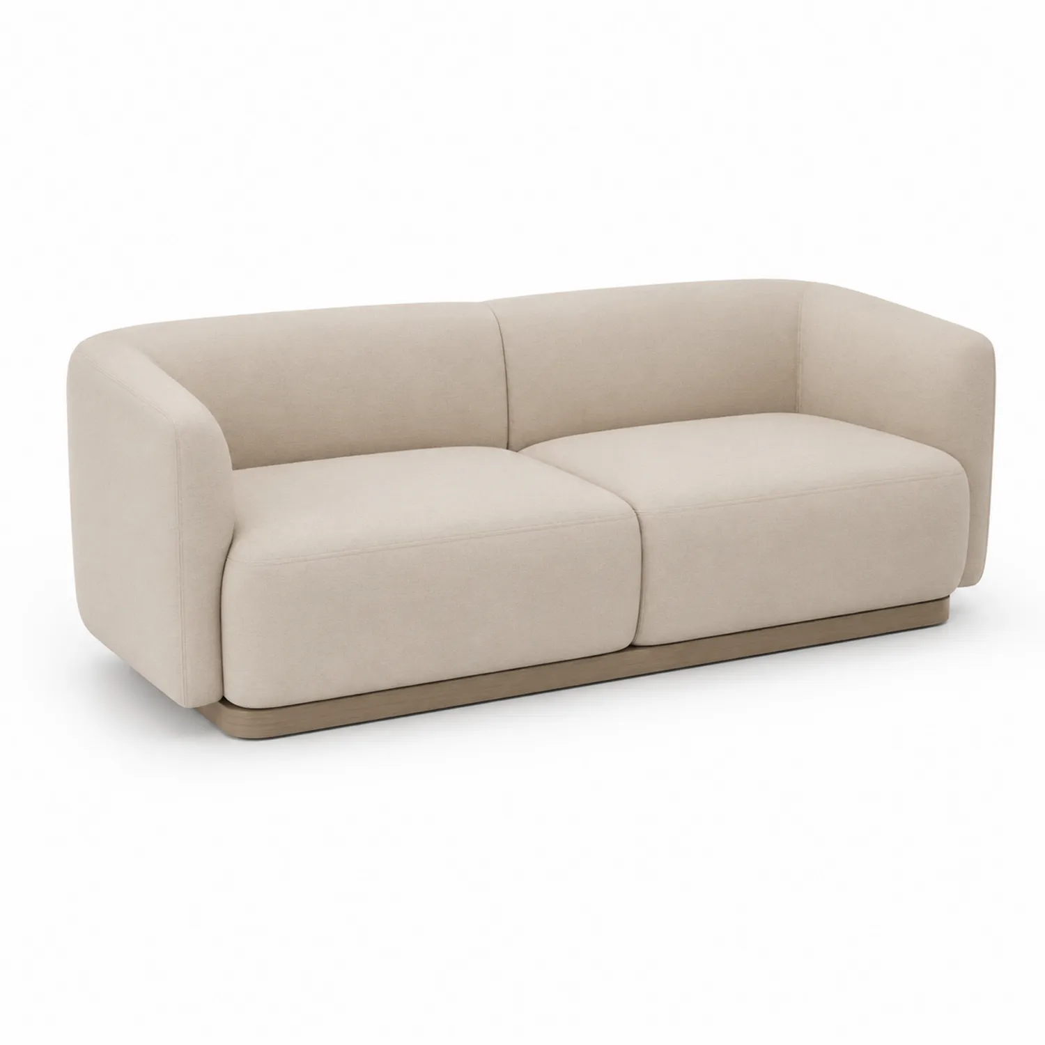 Sofa dwuosobowa z tkaniny poliester beżowy 180 cm