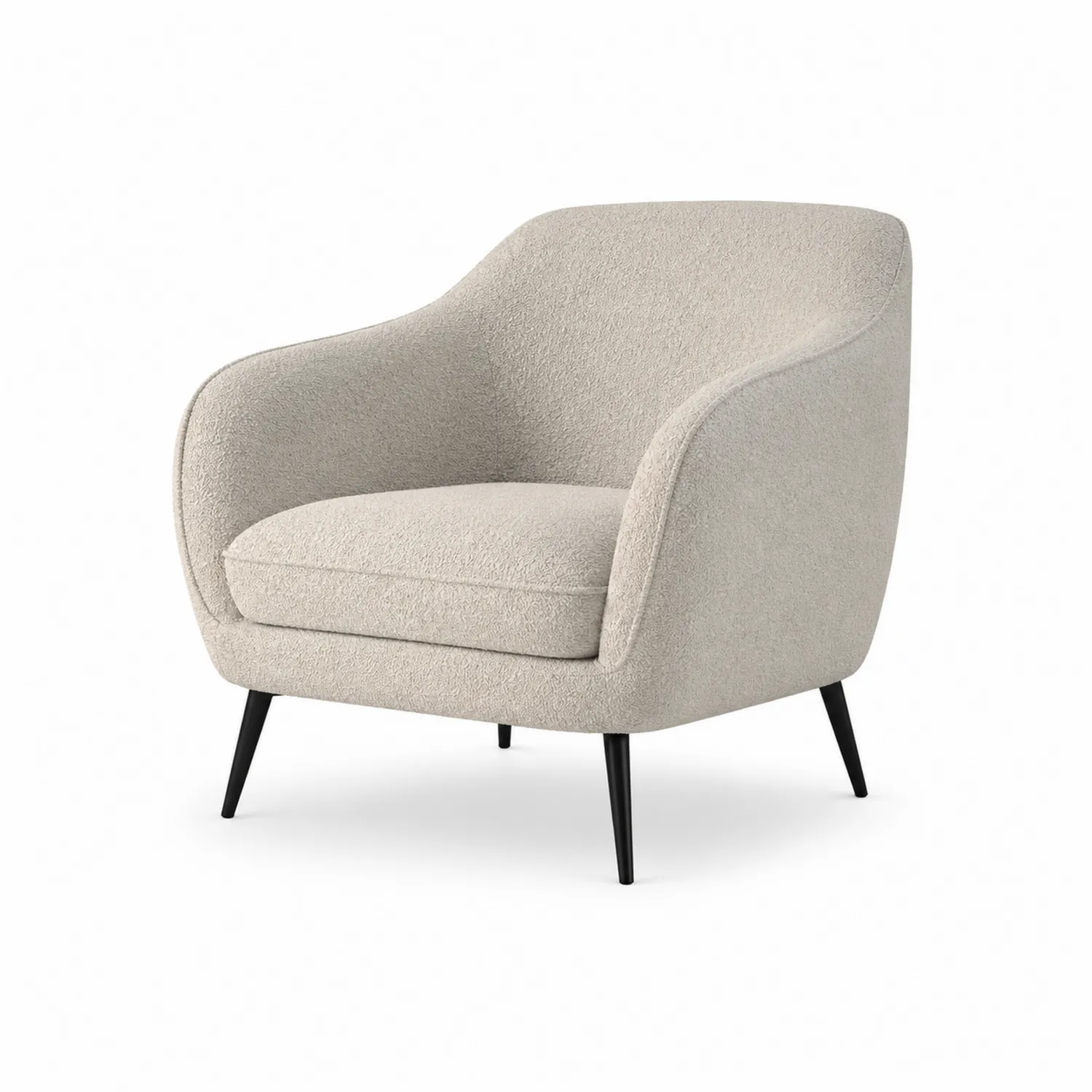 Fotel z tkaniny Boucle Kremowy 80 cm
