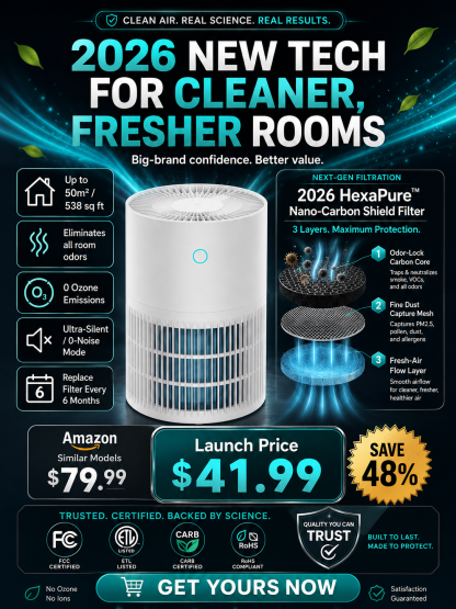 2026 HexaPur™Nano-Carbon Shield Filter | Formaldehyde and Odor Removal | Includes Filter