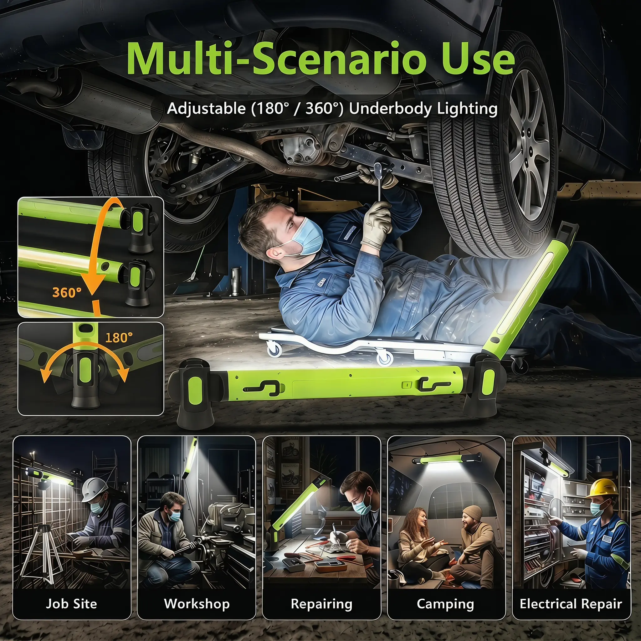 Professional Mechanic Work Light - Hands-Free Under Hood Auto Repair Lamp