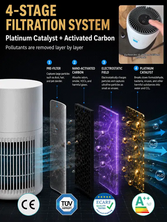 Negative Ion Home Air Purifier for Formaldehyde and Odor Removal | Includes Filter