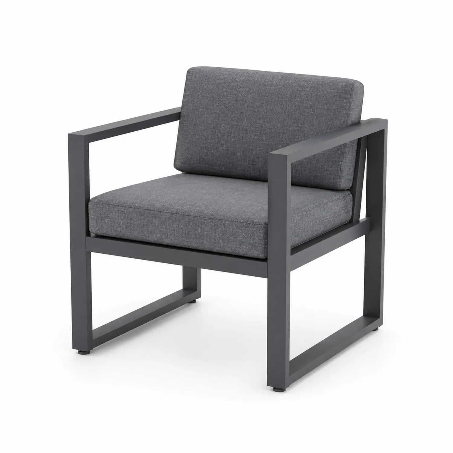 Aluminium Outdoor-Clubstuhl mit Polyesterkissen, Grau