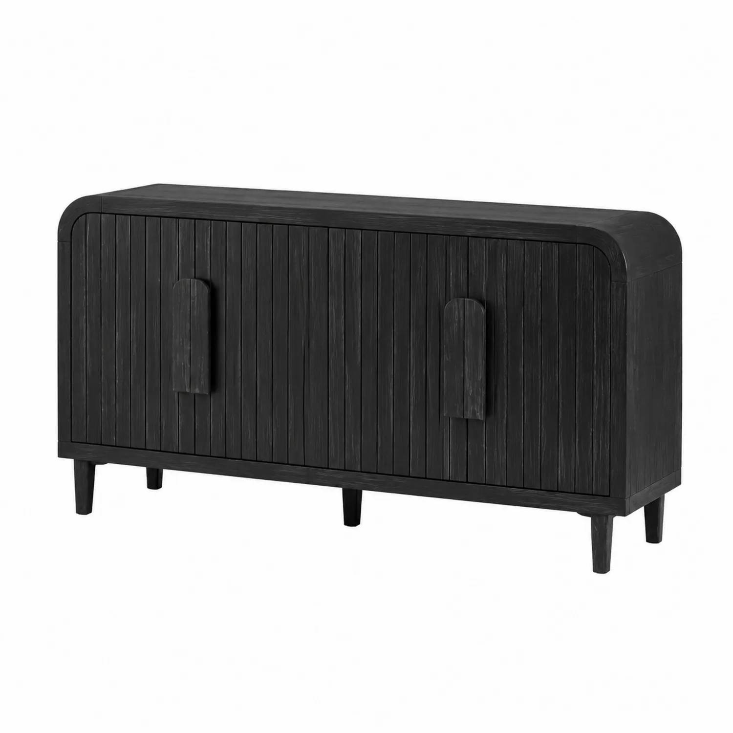 Schwarzes Sideboard aus Eichenholz mit zwei Türen, 150x40x80 cm